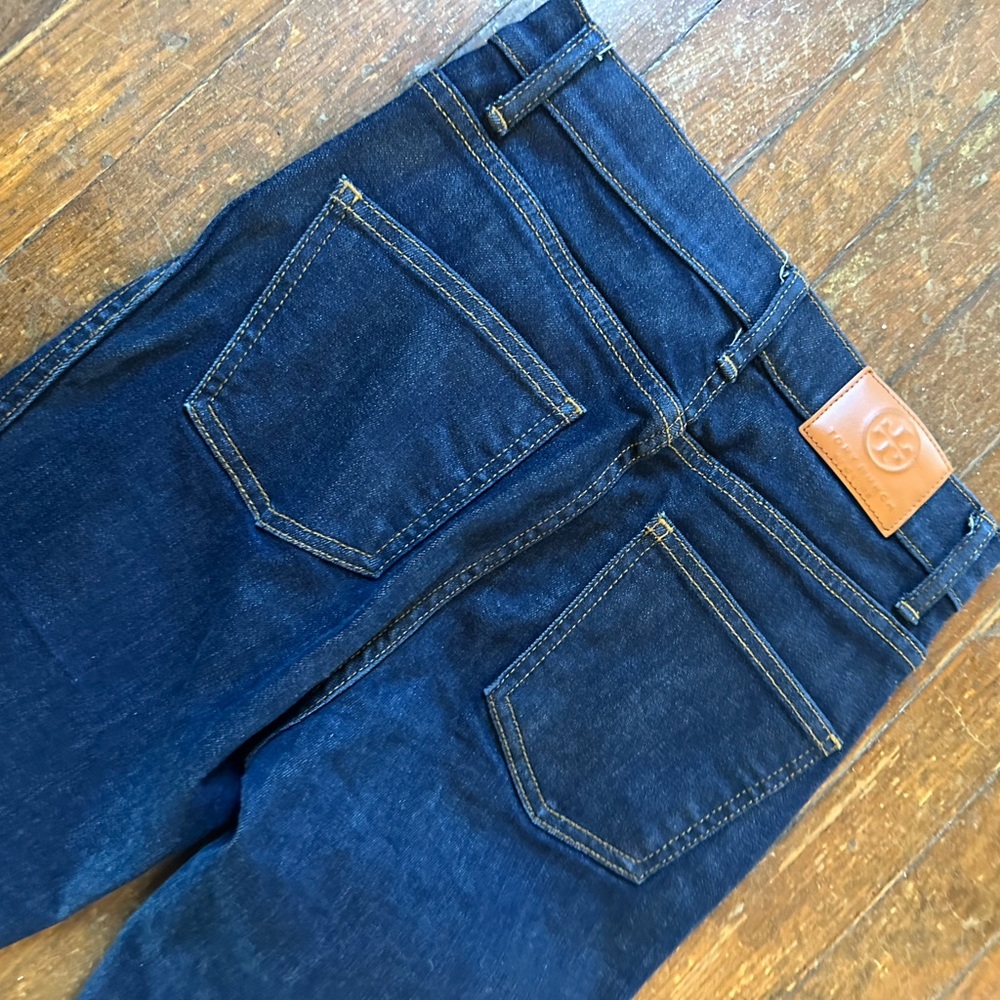 Tory Burch Indigo Denim Jeans with Gold Accents